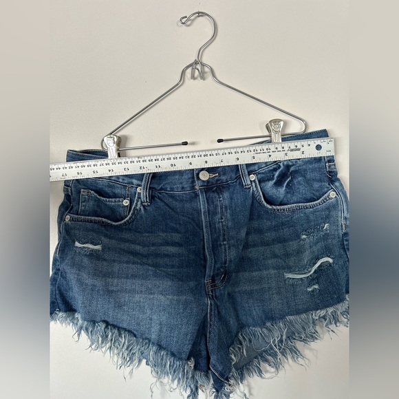 Free People Cut Off Jean Shirts Size 31 High Rise Button Fly Distressed Festival - Picture 2 of 4